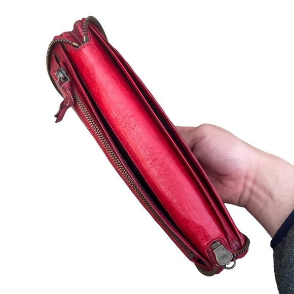 Balenciaga Long Zip Around Red Wallet Distressed Moto Style Vintage Used - Picture 16 of 16